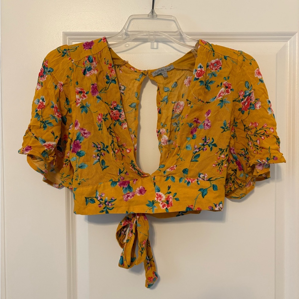 Charlotte Russe Yellow Floral Crop Top